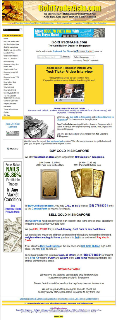 Gold Trader Asia's One Kilo Gold Bar Page